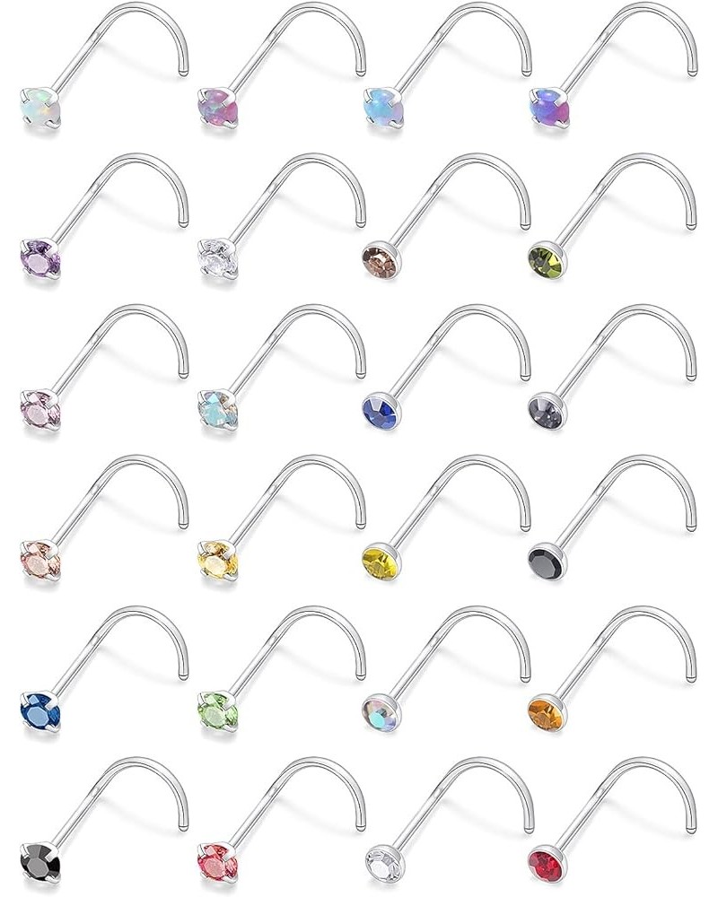 Lsnevsie 18G 20G 22G Surgical Steel Opal Nose Rings Studs for Women Men Nose Piercing Jewelry Top Diamond 1.5mm 2mm 2.5mm 3mm...