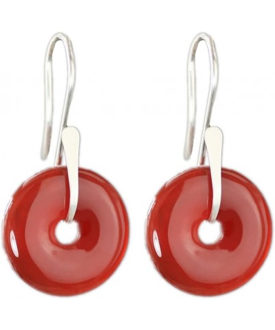 Black Onyx/Carnelian Earrings Sterling Silver Onyx Earrings Gifts for Women Mom Sister Red $8.54 Earrings