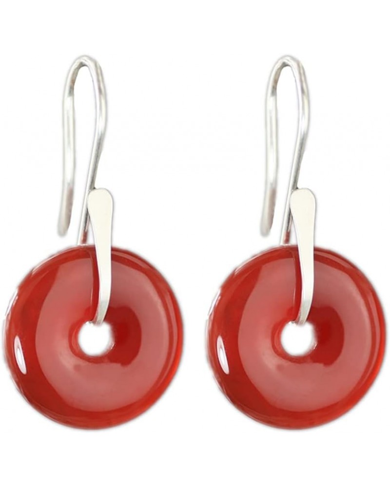 Black Onyx/Carnelian Earrings Sterling Silver Onyx Earrings Gifts for Women Mom Sister Red $8.54 Earrings