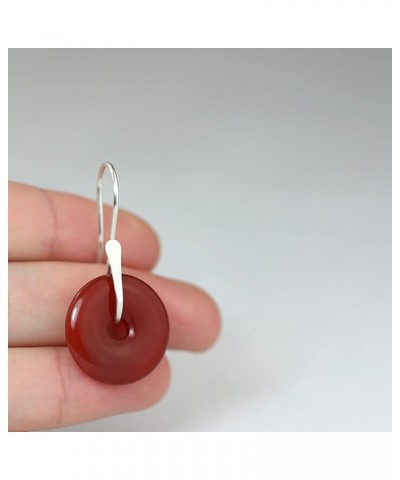 Black Onyx/Carnelian Earrings Sterling Silver Onyx Earrings Gifts for Women Mom Sister Red $8.54 Earrings