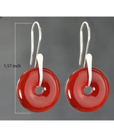 Black Onyx/Carnelian Earrings Sterling Silver Onyx Earrings Gifts for Women Mom Sister Red $8.54 Earrings