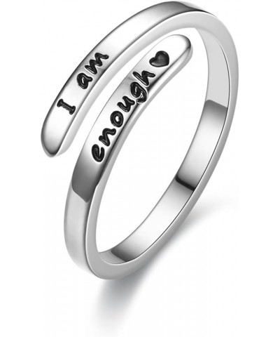 I am Enough Siempre Juntas Sempre Juntas Couple Rings Titanium Stainless Steel Unisex Inspirational Encourage Open Ring for H...