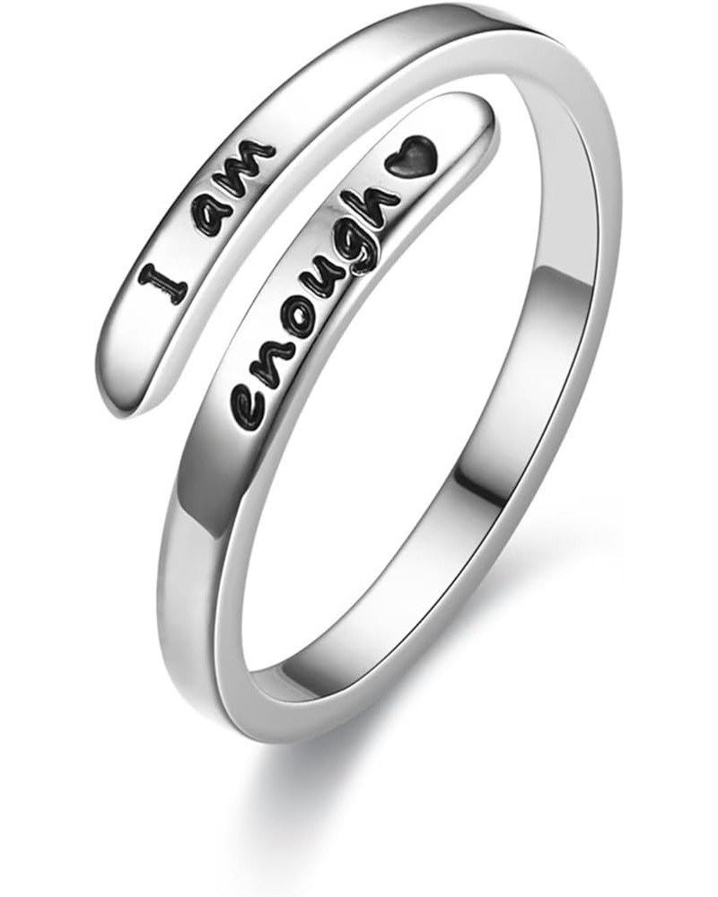 I am Enough Siempre Juntas Sempre Juntas Couple Rings Titanium Stainless Steel Unisex Inspirational Encourage Open Ring for H...