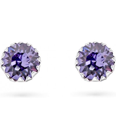 925 Sterling Silver SMALL/MEDIUM Round Stud Earrings made with Crystals from Swarovski Elements - Diameter: 6 mm Dark Violet/...