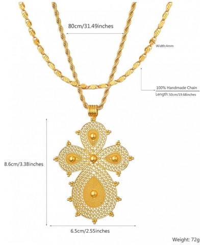 Ethiopian Cross Necklace 24K Gold Plated Pendant Habesha Jewelry for Women Coptic Crosses Jewelry SJ-700 $12.40 Necklaces