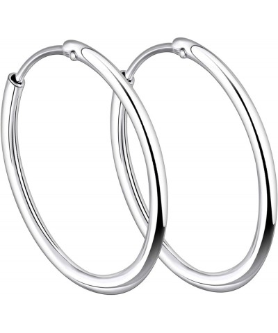 Hoop Earrings 925 Sterling Silver Polished Circle Endless Earrings Hoops Diameter Jewelry 9,13,15,20,30,35,50mm 35MM $22.91 E...