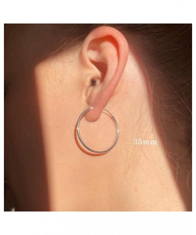 Hoop Earrings 925 Sterling Silver Polished Circle Endless Earrings Hoops Diameter Jewelry 9,13,15,20,30,35,50mm 35MM $22.91 E...