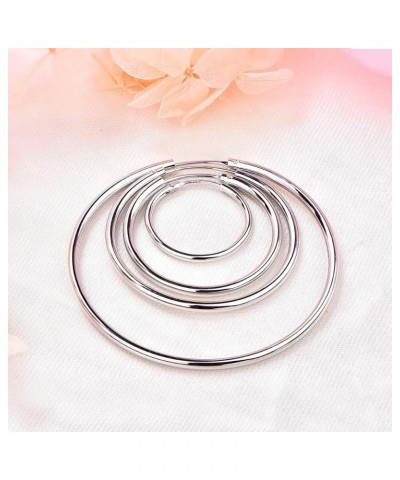 Hoop Earrings 925 Sterling Silver Polished Circle Endless Earrings Hoops Diameter Jewelry 9,13,15,20,30,35,50mm 35MM $22.91 E...