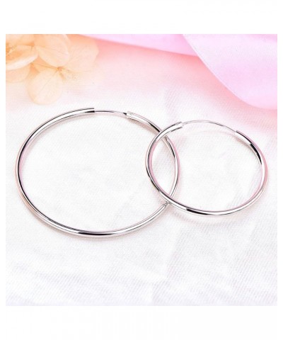 Hoop Earrings 925 Sterling Silver Polished Circle Endless Earrings Hoops Diameter Jewelry 9,13,15,20,30,35,50mm 35MM $22.91 E...