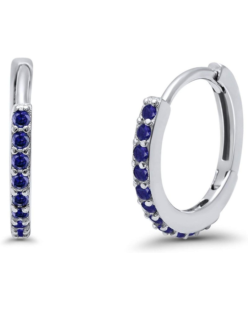 Huggie Hoop Earrings Round Simulated Cubic Zirconia 925 Sterling Silver Choose Color Simulated Blue Sapphire CZ $14.49 Earrings