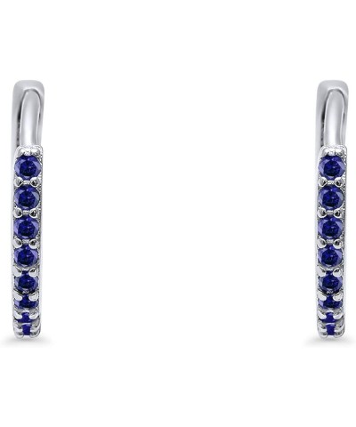 Huggie Hoop Earrings Round Simulated Cubic Zirconia 925 Sterling Silver Choose Color Simulated Blue Sapphire CZ $14.49 Earrings