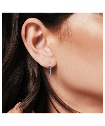 Huggie Hoop Earrings Round Simulated Cubic Zirconia 925 Sterling Silver Choose Color Simulated Blue Sapphire CZ $14.49 Earrings