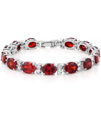 40.00 Ct Oval and Round Red Color Cubic Zirconias CZ Tennis Bracelet For Women 7 Inch $11.00 Bracelets