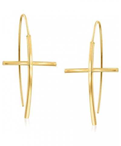 14kt Yellow Gold Curved Cross Drop Earrings $108.00 Earrings