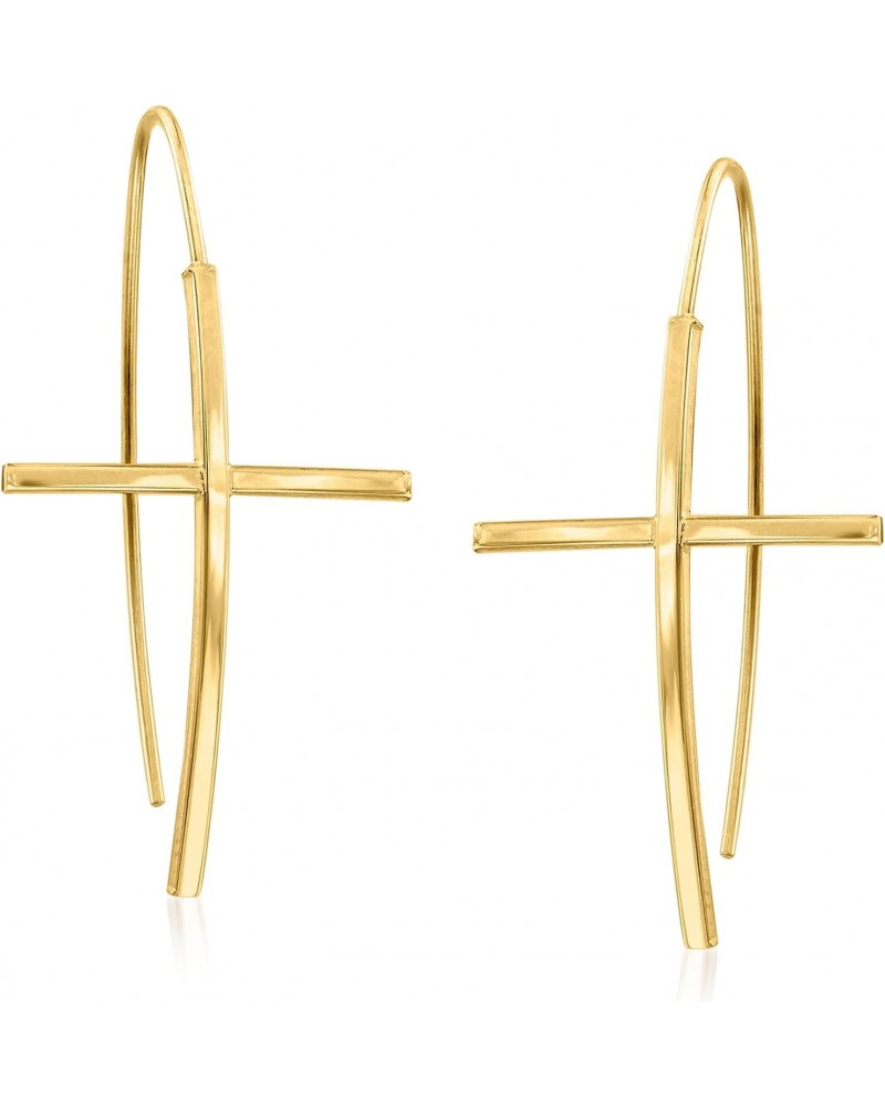 14kt Yellow Gold Curved Cross Drop Earrings $108.00 Earrings