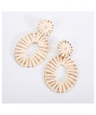 Raffia Tassel Hoop Drop Earrings Handmade Fashion Statement Jewelry for Women Girls Natural $10.19 Earrings