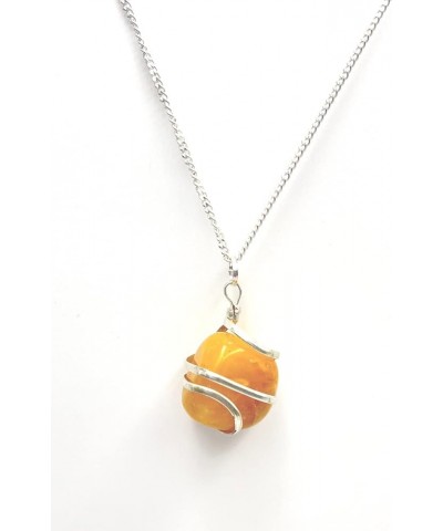 Wire Wrapped Tumbled Necklace With Silver Platted Chain & Cord - 18 inch Charm Necklace Jewelry Gift Yellow Aventurine $8.84 ...