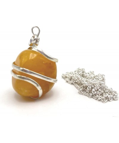 Wire Wrapped Tumbled Necklace With Silver Platted Chain & Cord - 18 inch Charm Necklace Jewelry Gift Yellow Aventurine $8.84 ...