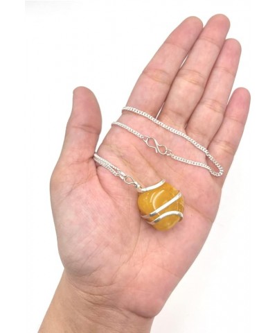 Wire Wrapped Tumbled Necklace With Silver Platted Chain & Cord - 18 inch Charm Necklace Jewelry Gift Yellow Aventurine $8.84 ...