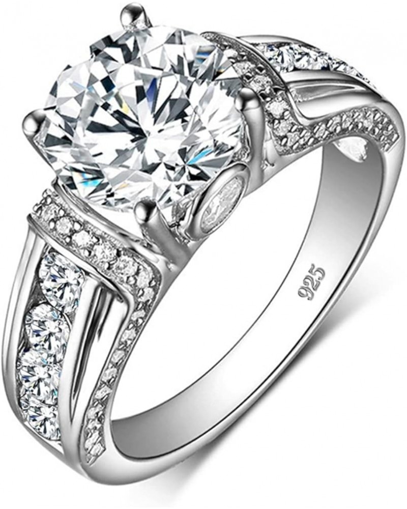 Moissanite Rings for Women 1 CT Round Cut Blue Wedding Ring Engagement Rings White Gold S925 6 White $43.12 Others