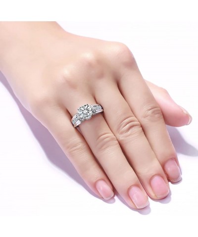 Moissanite Rings for Women 1 CT Round Cut Blue Wedding Ring Engagement Rings White Gold S925 6 White $43.12 Others