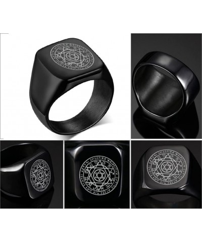 Black Gothic Seal of Solomon Sigil Ring Magic Runes Stainless Steel Signet Rings Solomonic Shatkona Hexagram 12 Constellation...