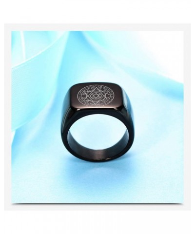 Black Gothic Seal of Solomon Sigil Ring Magic Runes Stainless Steel Signet Rings Solomonic Shatkona Hexagram 12 Constellation...