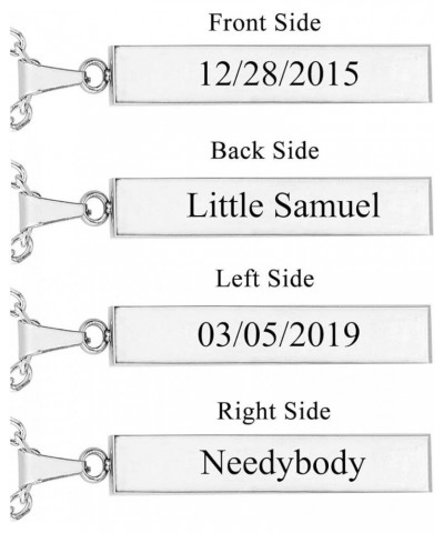 Personalized Couple Necklaces Custom 4Side Name Bar Vertical Necklace Customizable Engraved Stainless Steel Pendant Necklaces...