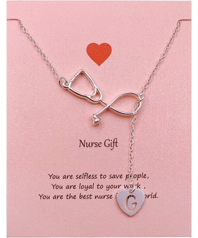 Stethoscope Necklace for Girls Nurse Gifts for Women Silver Stethoscope Necklace Stethoscope Pendant Necklace Doctor Nurse Gr...