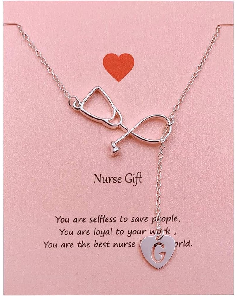 Stethoscope Necklace for Girls Nurse Gifts for Women Silver Stethoscope Necklace Stethoscope Pendant Necklace Doctor Nurse Gr...