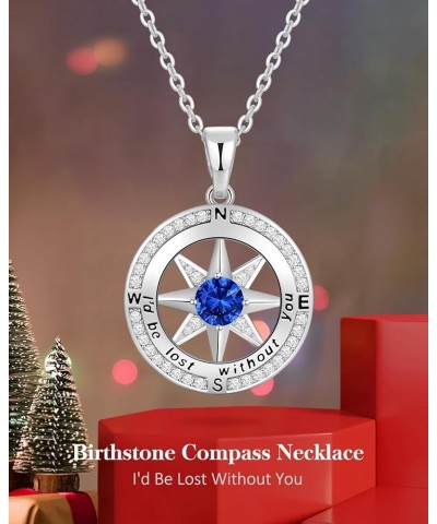 Christmas Gifts for Women Wife Girlfriend Compass Birthstone Necklace S925 Jewelry Gifts for Her Wife Gilrfriend Mom Daughter...