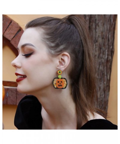 Holiday Earrings for Women Girls, Beaded Statement Dangle Earrings, Pumpkin, Ghost, Bat, Snowflake, Halloween Christmas Costu...