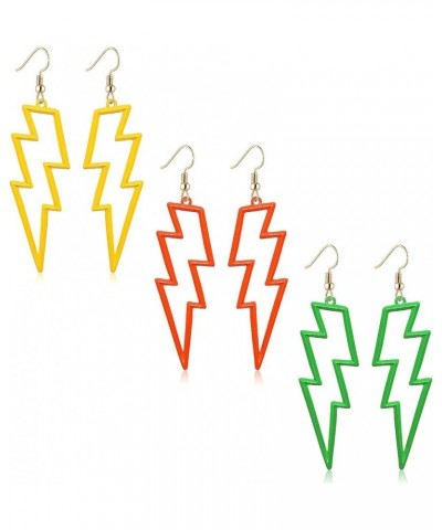 Lightning Bolt Drop Dangle Earrings For Woman Statement Flash Thunder Hook Earrings Punk Fashion Jewelry Colorful Set $9.11 E...