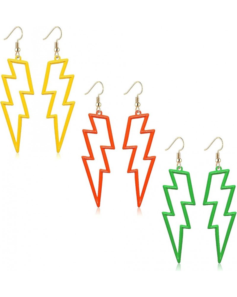 Lightning Bolt Drop Dangle Earrings For Woman Statement Flash Thunder Hook Earrings Punk Fashion Jewelry Colorful Set $9.11 E...