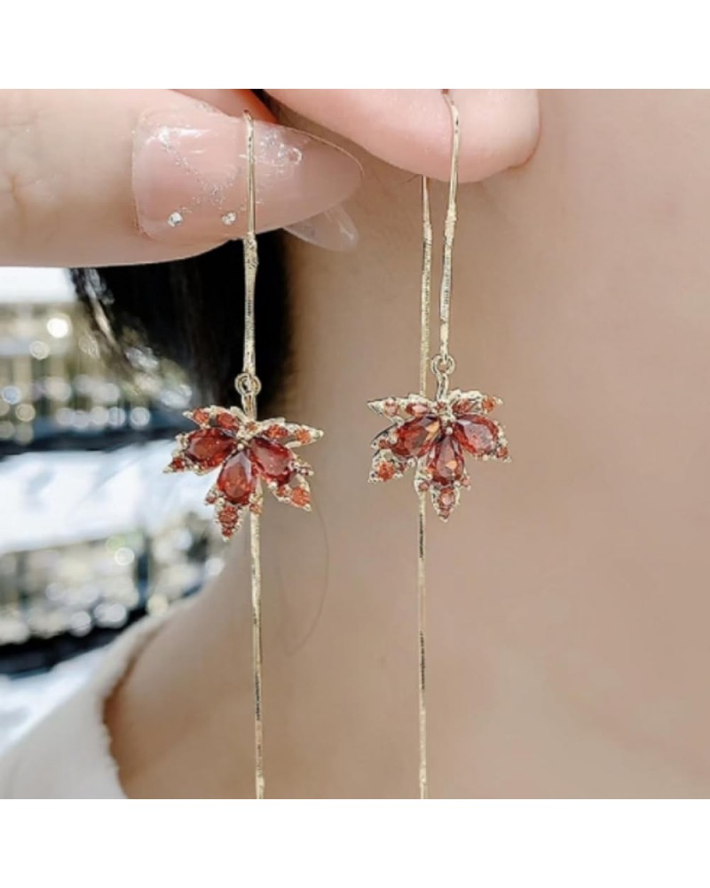 South Korea's Long Green Crystal Earstring Temperament Simple Tassel Earrings Women's Jewelry,D E $12.18 Earrings