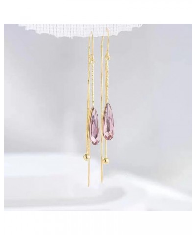 South Korea's Long Green Crystal Earstring Temperament Simple Tassel Earrings Women's Jewelry,D E $12.18 Earrings