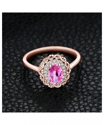 Infinity Knot 1ct Genuine Pink Topaz Halo Rings for Her, 14K White Yellow Rose Gold Plated 925 Sterling Silver Promise Ring f...