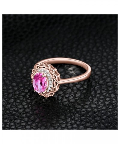 Infinity Knot 1ct Genuine Pink Topaz Halo Rings for Her, 14K White Yellow Rose Gold Plated 925 Sterling Silver Promise Ring f...