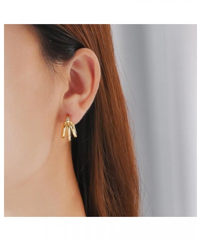 Gold Triple Hoop Earrings for Women 14K Gold Triple Open Earrings $9.34 Earrings