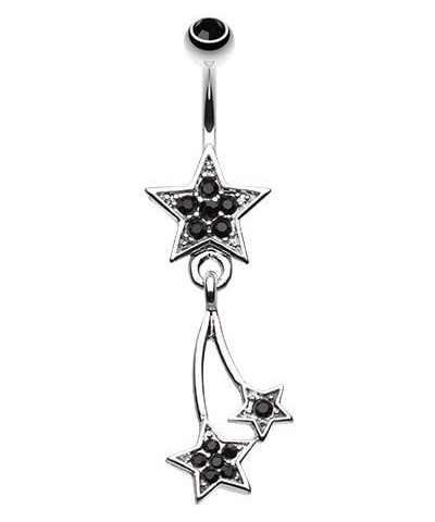 Sparkle Stars 316L Surgical Steel Belly Button Ring Black $10.29 Body Jewelry