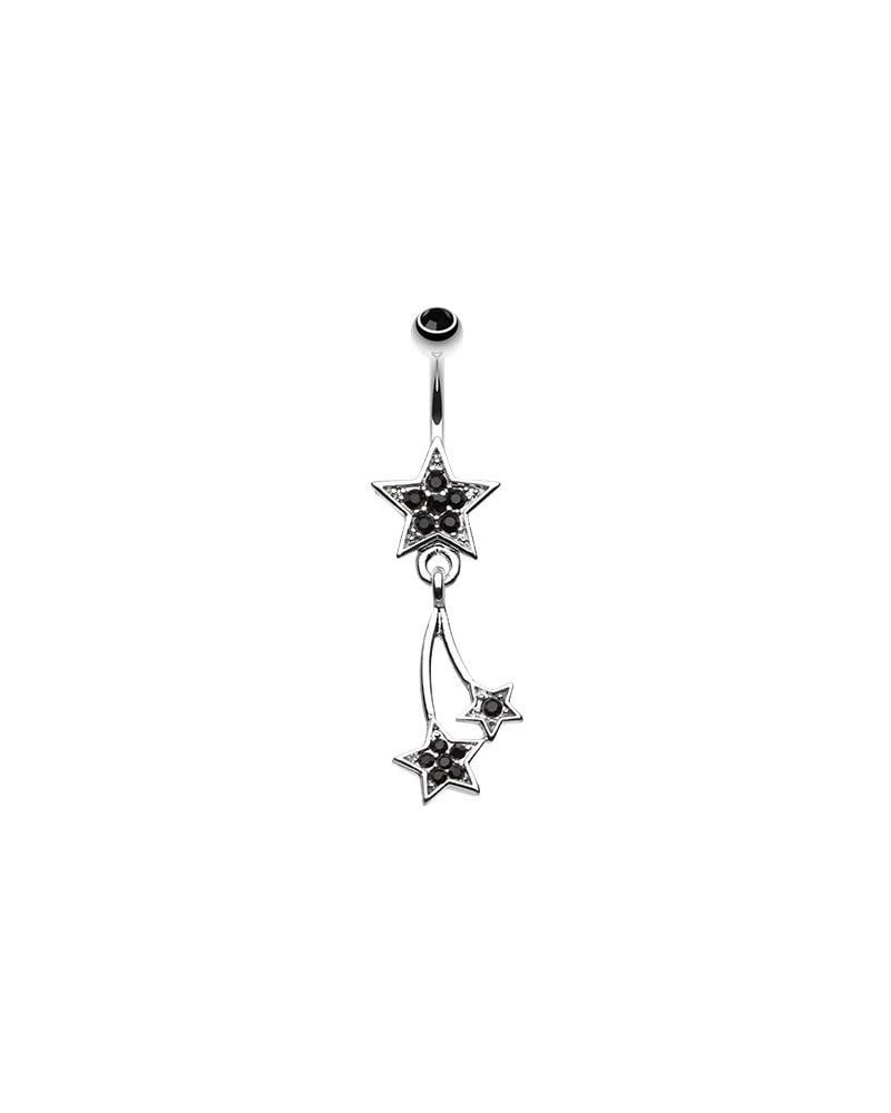 Sparkle Stars 316L Surgical Steel Belly Button Ring Black $10.29 Body Jewelry