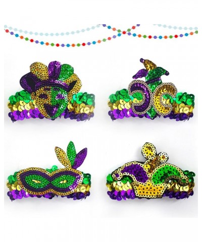 4pcs Mardi Gras Bracelets for Women Girls, Glitter Fleur De Lis Mask Heart Sequin Charm Bracelets mask $8.11 Bracelets