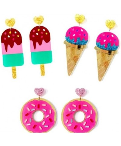 Handmade Acrylic Food Dangle Earrings Unique Donut Avacado Ice Cream Hamburger Earrings Funny Jewelry for Women and Teen Girl...