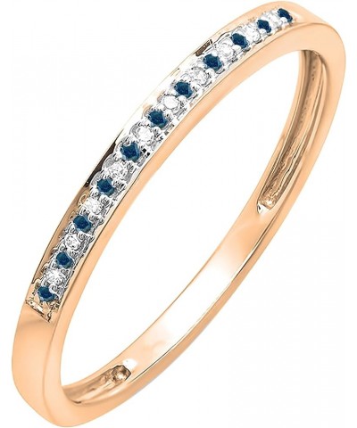 0.10 Carat (ctw) Alternate Round Blue & White Diamond Stackable Wedding Band for Women in 10K Gold 9 Rose Gold $96.24 Others