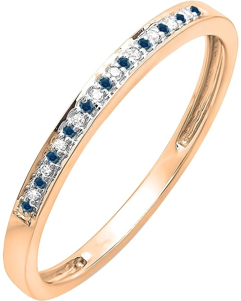 0.10 Carat (ctw) Alternate Round Blue & White Diamond Stackable Wedding Band for Women in 10K Gold 9 Rose Gold $96.24 Others