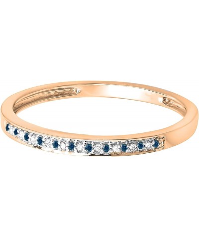 0.10 Carat (ctw) Alternate Round Blue & White Diamond Stackable Wedding Band for Women in 10K Gold 9 Rose Gold $96.24 Others