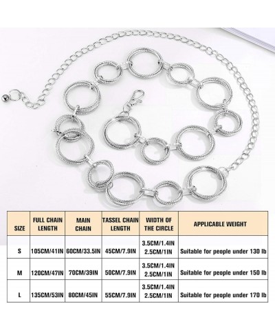 O-Ring Chain Belts for Women Waist Band Belt for Dress Link Chain Gift Crystal Silver Medium(120cm/47.2in) $9.50 Body Jewelry