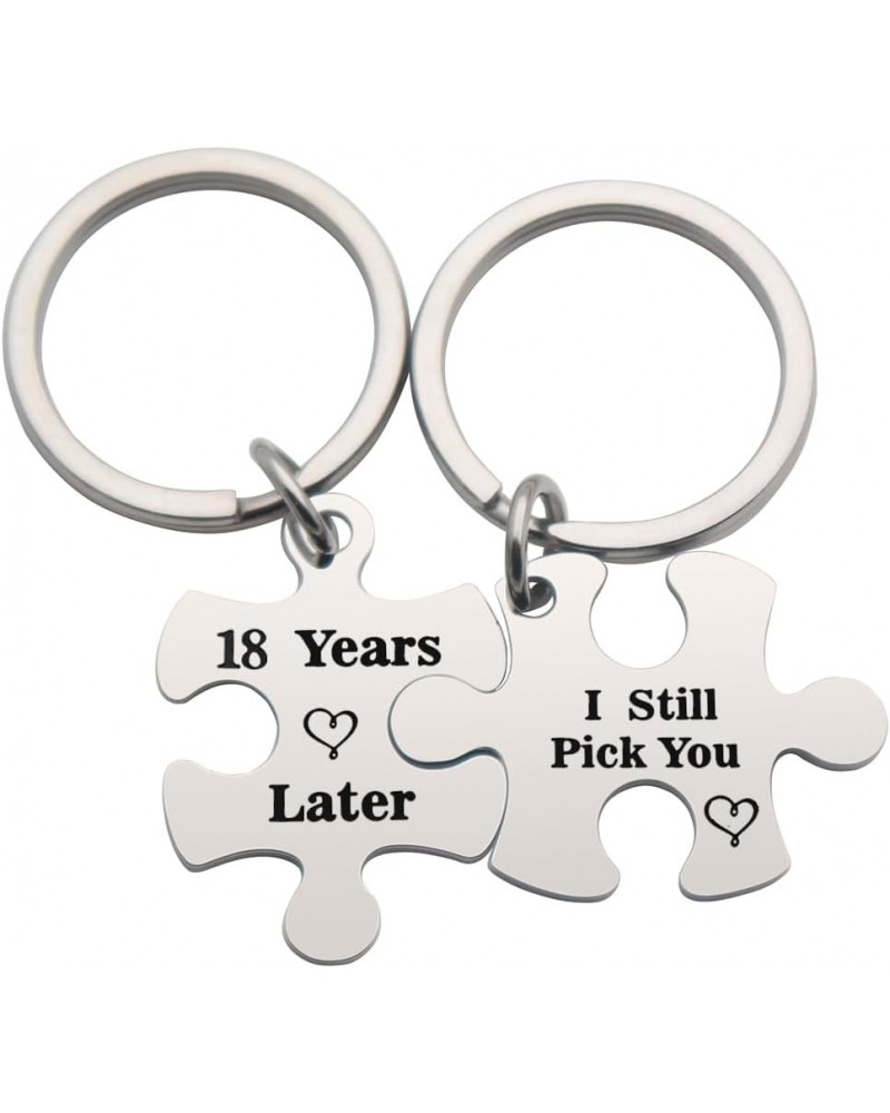 Anniversary Keychains Couple Keychain Set for Him and Her Wedding Valentine's Day Wedding Jewelry for Couple 18 Years Later I...