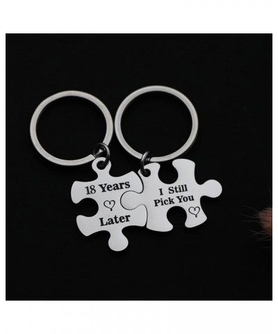 Anniversary Keychains Couple Keychain Set for Him and Her Wedding Valentine's Day Wedding Jewelry for Couple 18 Years Later I...