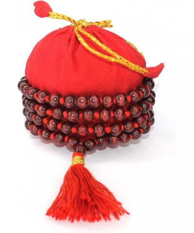 Natural red Wood Rosewood Prayer Beads Japa Mala 108+1 Hand Knotted Beads Meditation Rosary $6.30 Necklaces